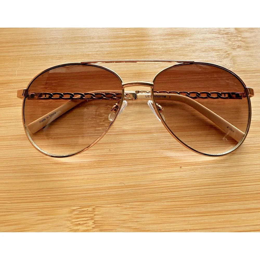 Liz Claiborne Rose Gold‎ Aviator Sunglasses Gradient Lens 0109002110 57-15-133